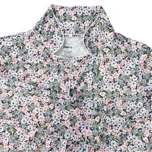 Born Women's Blouse Liquid‎ Knit Size Large Floral  Button Down Classic Summer